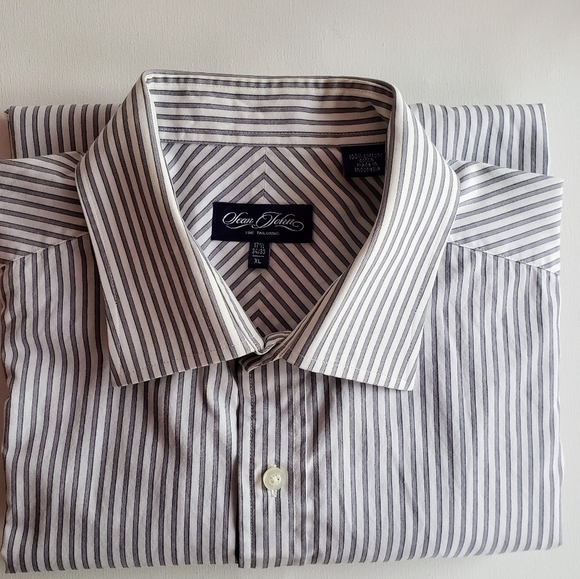 Sean John Other - Sean John Dress Shirt Gray White Striped Size Extra Large